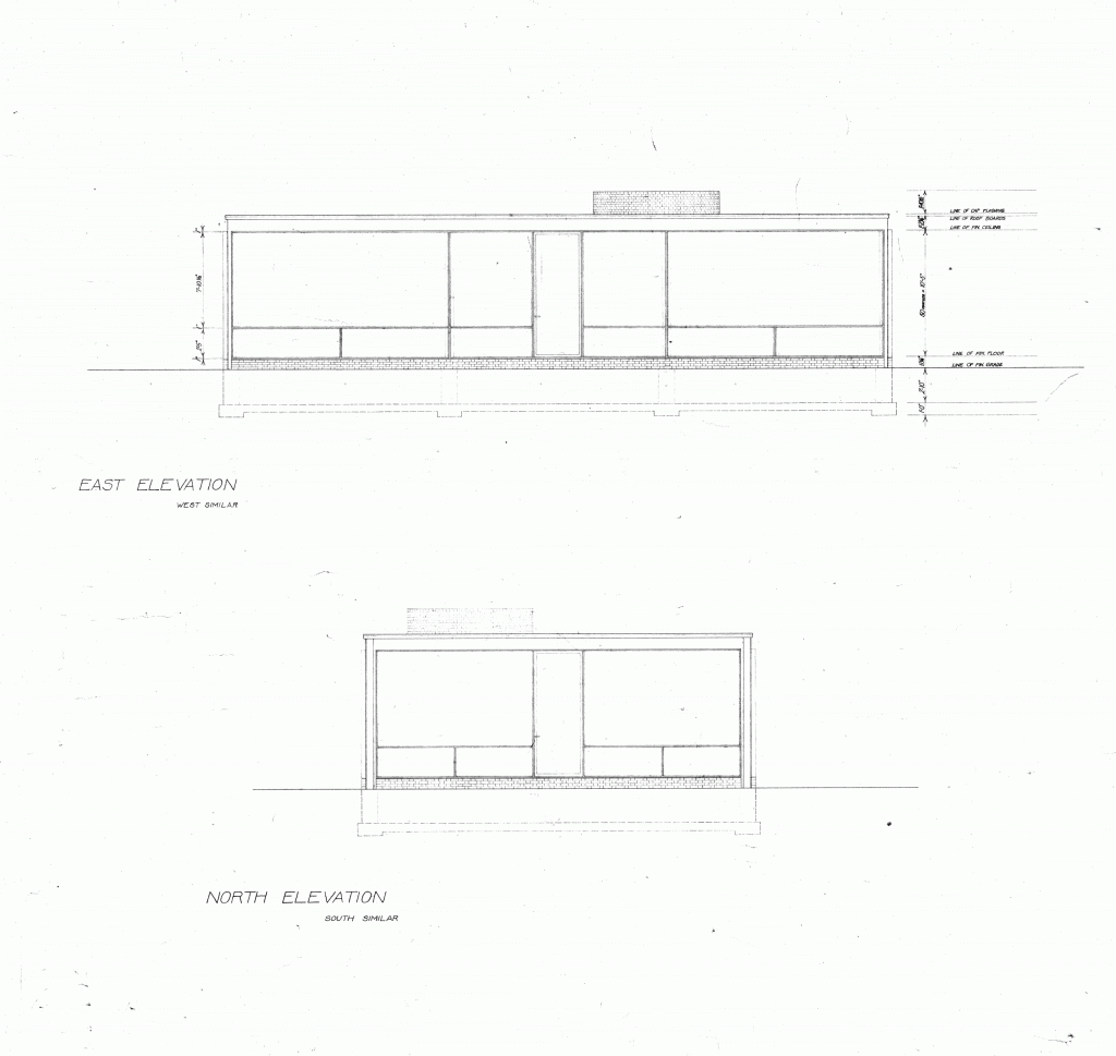 Philip Johnson, Portion of "Glass House Construction Drawing 03"