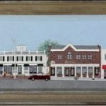 "Sunday Strollers", Painting of Main Street in New Canaan, Connecticut by Virginia Taylor